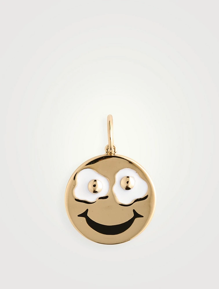 Gold Fried Happy Face Charm
