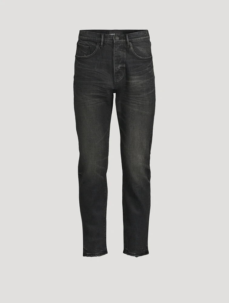P005 Double-Dip Coated Slim Straight Jeans
