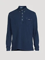 Mesh Long-Sleeve Polo Shirt