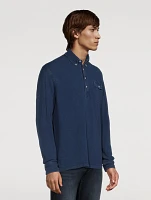 Mesh Long-Sleeve Polo Shirt