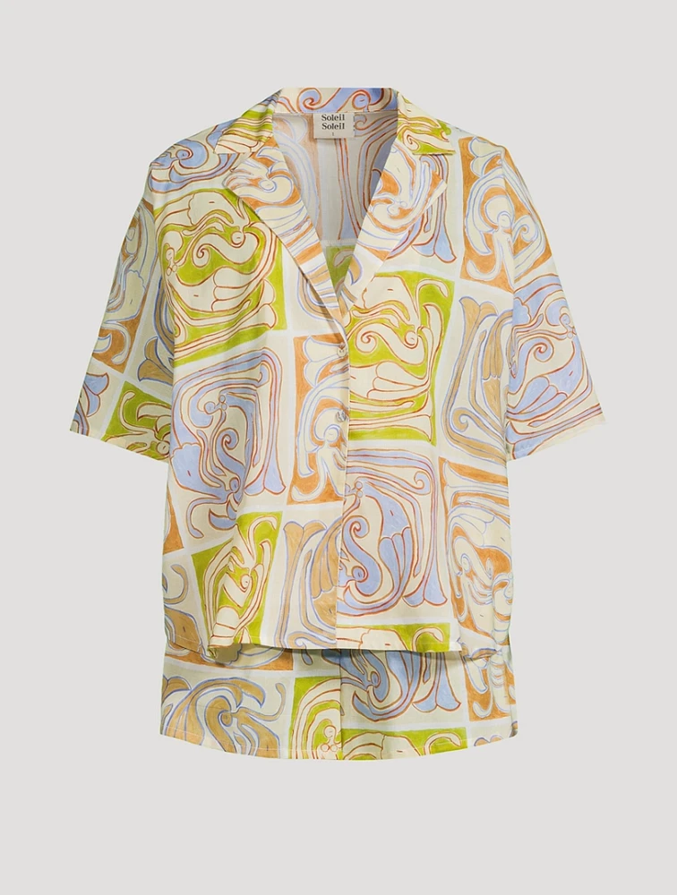 Overswim Shirt And Shorts Set Siren Tile Print