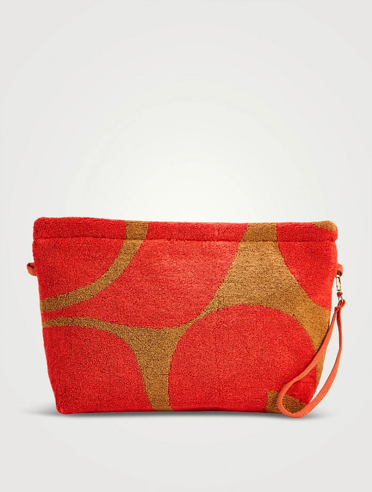 Towelling Pouch In Wave Spice Print