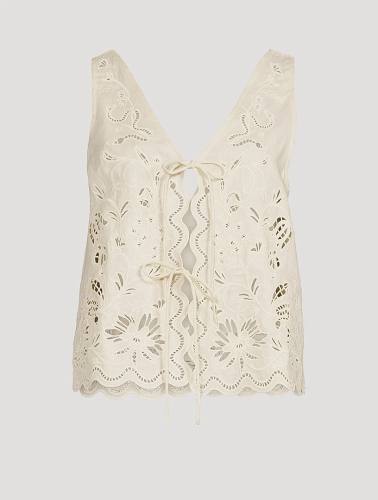 Kaia Embroidered Linen Top