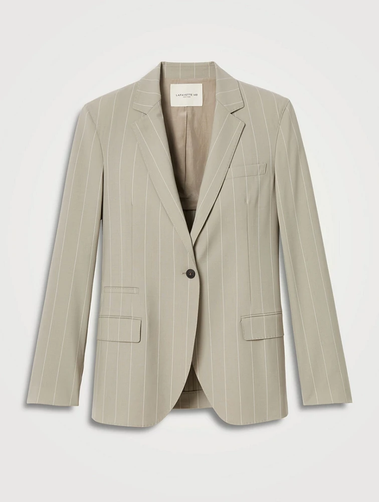 Single-Breasted Blazer Pinstripe Print