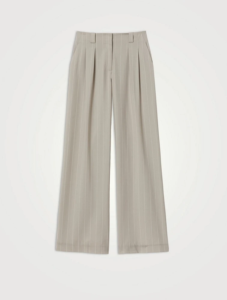 Wyatt Wide-Leg Trousers Pinstripe Print