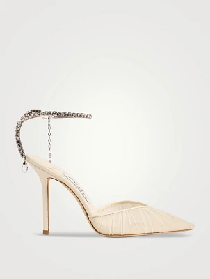 Saeda Tulle Pumps With Crystal Ankle Strap