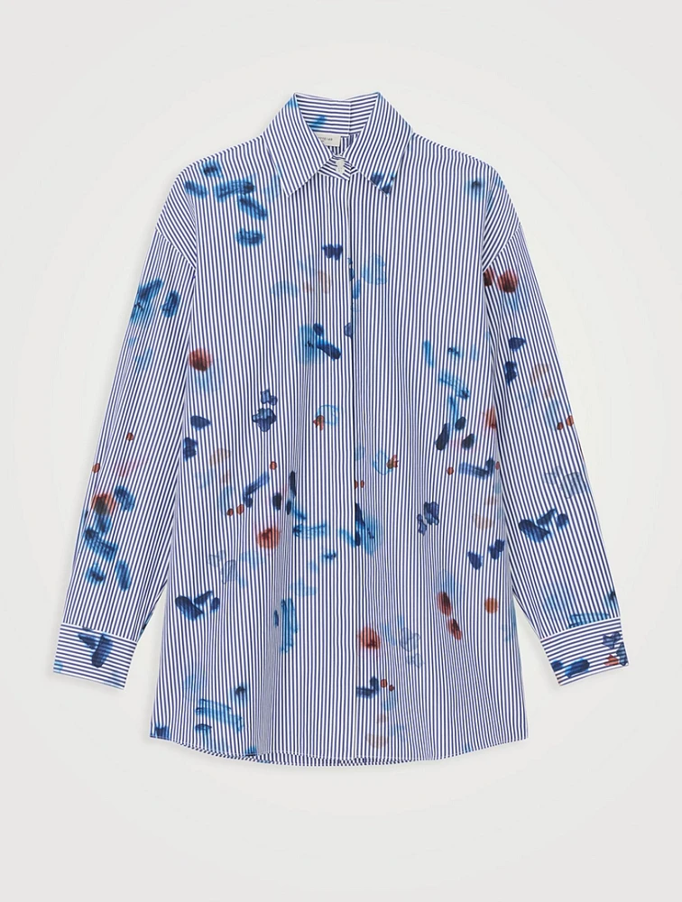 Portrait Oversized Poplin Shirt Stripe Print