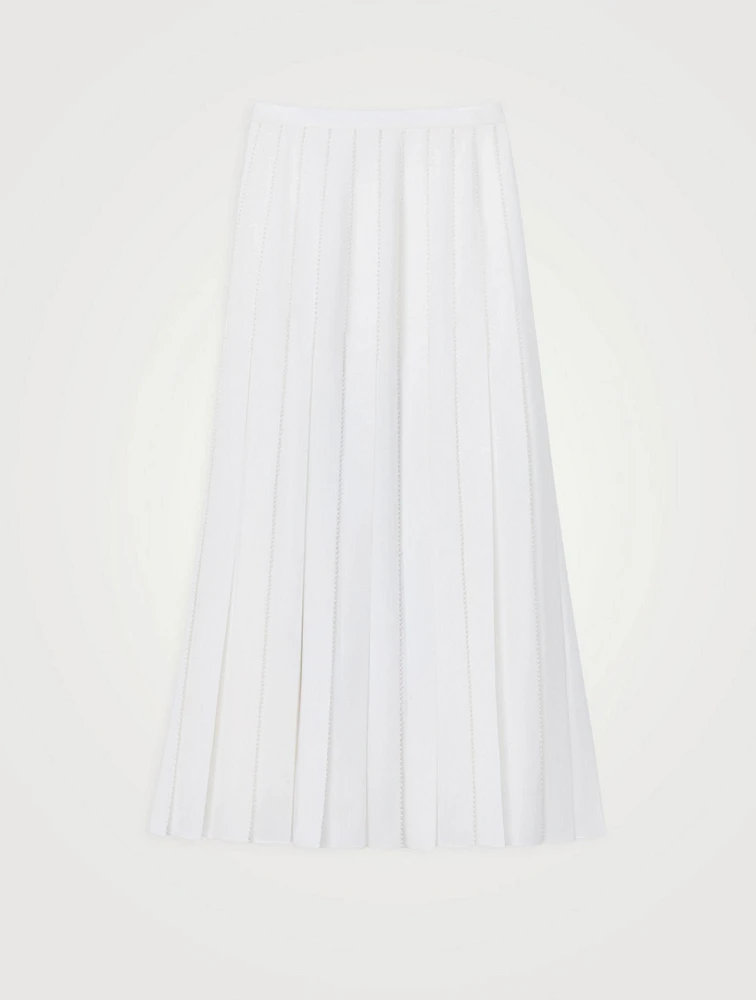 Pleated Georgette Midi Skirt