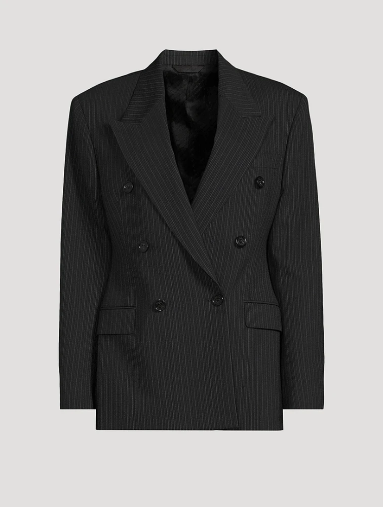 Double-Breasted Blazer Pinstripe Print