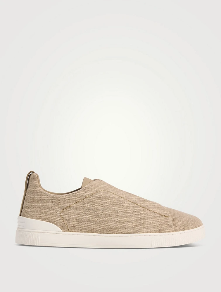 Triple Stitch Cotton And Linen Sneakers