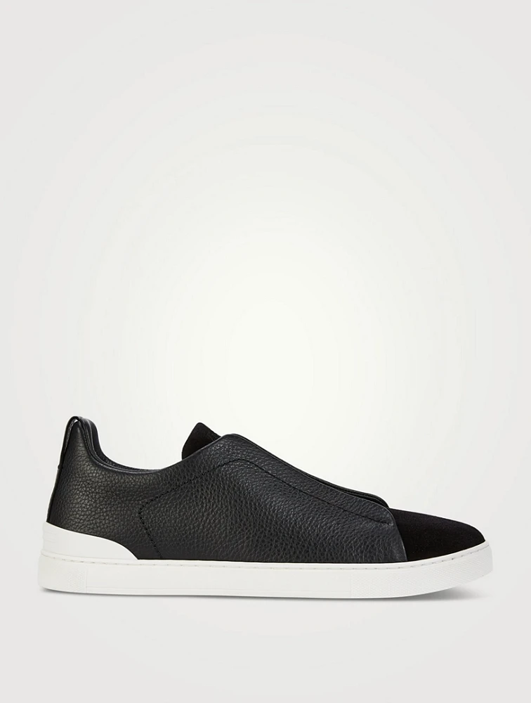 Triple Stitch Leather And Suede Sneakers