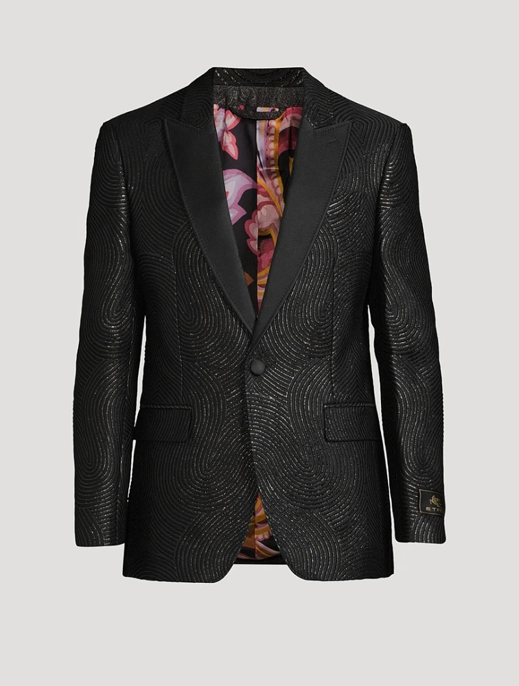 Single-Breasted Wavy Blazer Jacket