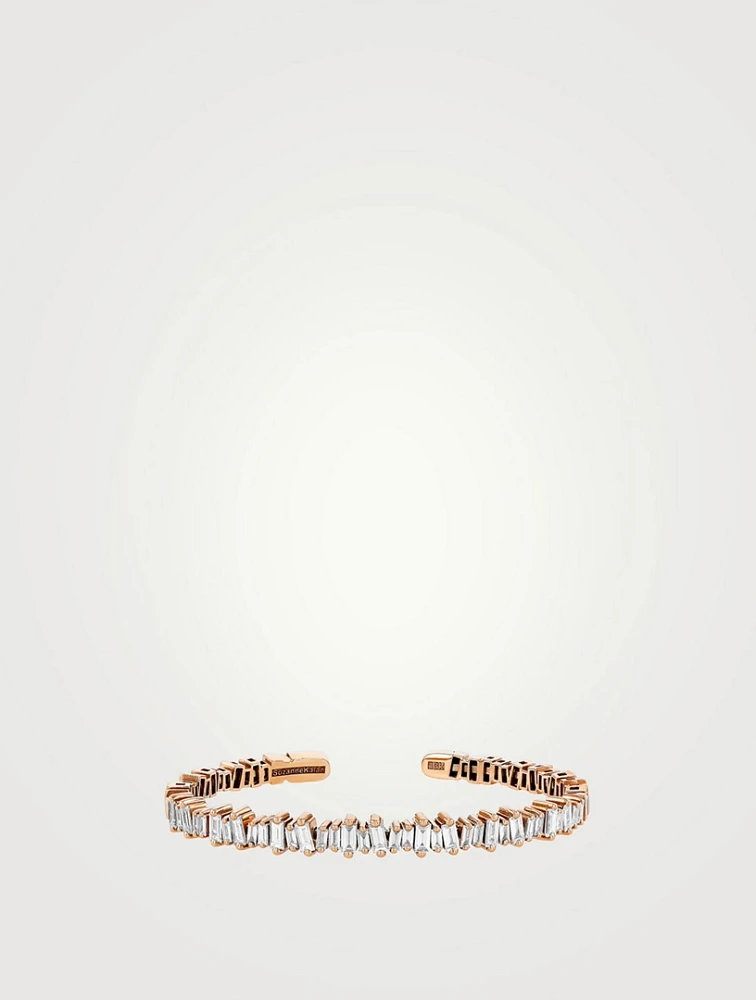 18K Rose Gold Bold Diamond Bangle Bracelet
