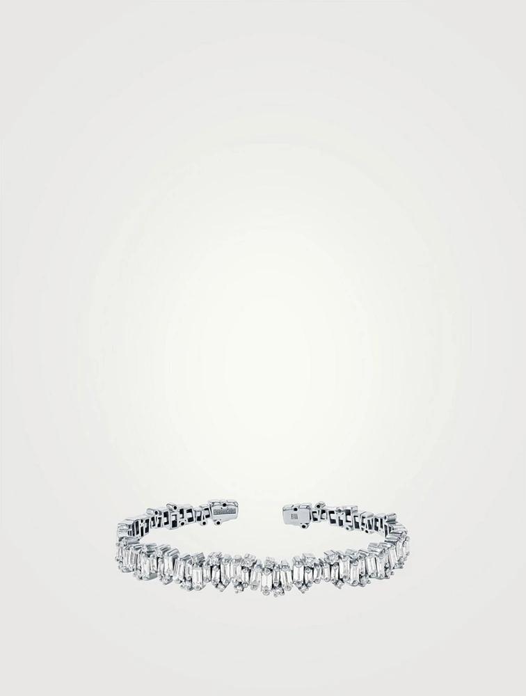 18K White Gold Shimmer Audrey Diamond Bangle Bracelet