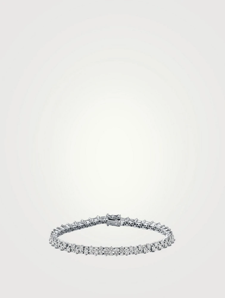 18K White Gold Princess Mini Stack Diamond Tennis Bracelet