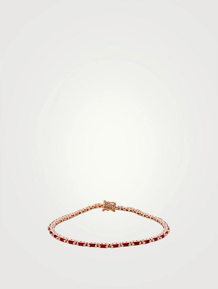 18K Rose Gold Linear Ruby Tennis Bracelet