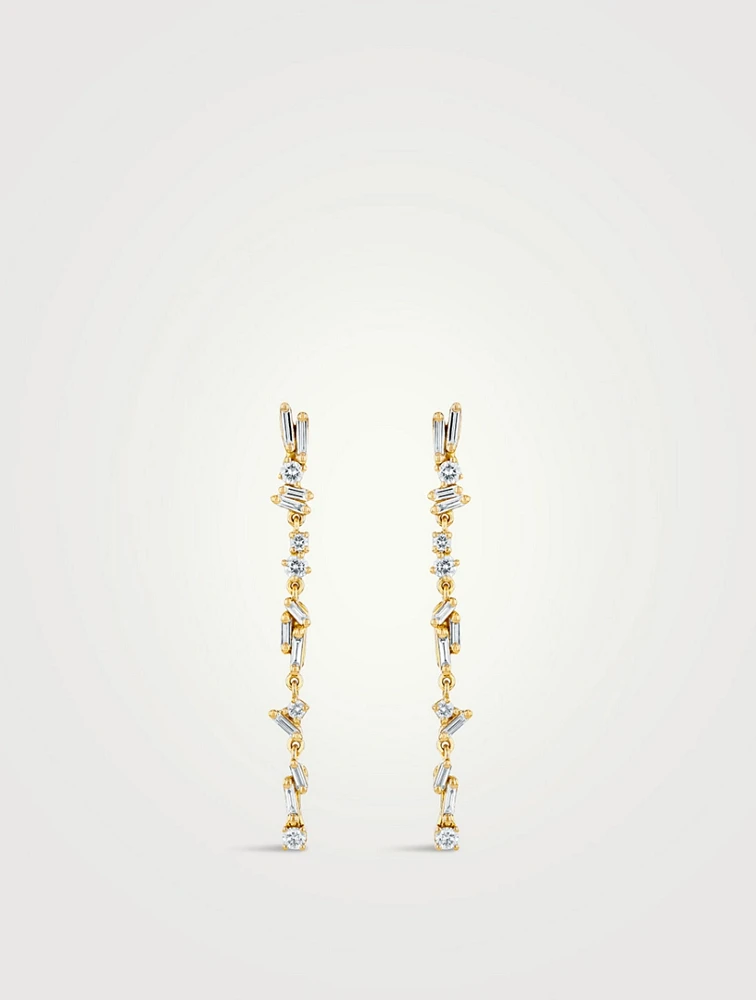 18K Gold Classic Sparkler Diamond Drop Earrings