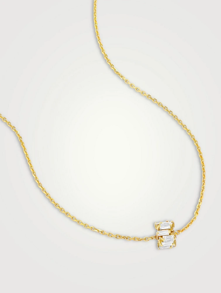 18K Gold Infinite Diamond Rondelle Pendant Necklace