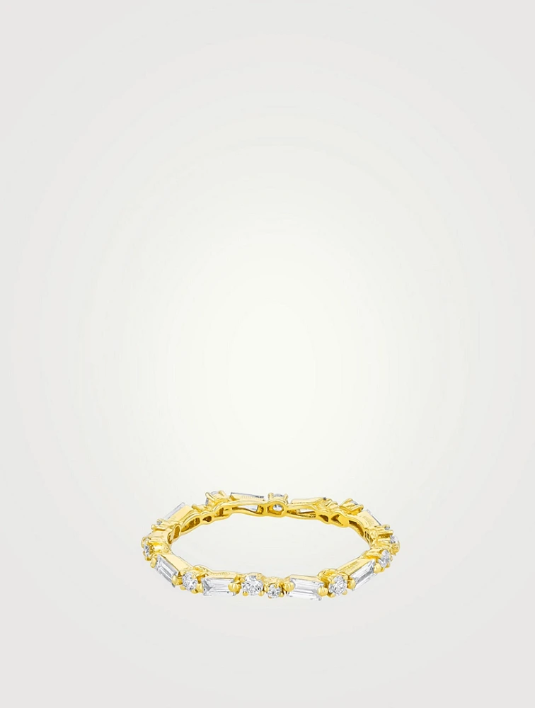 18K Gold Thin Mix Diamond Eternity Band