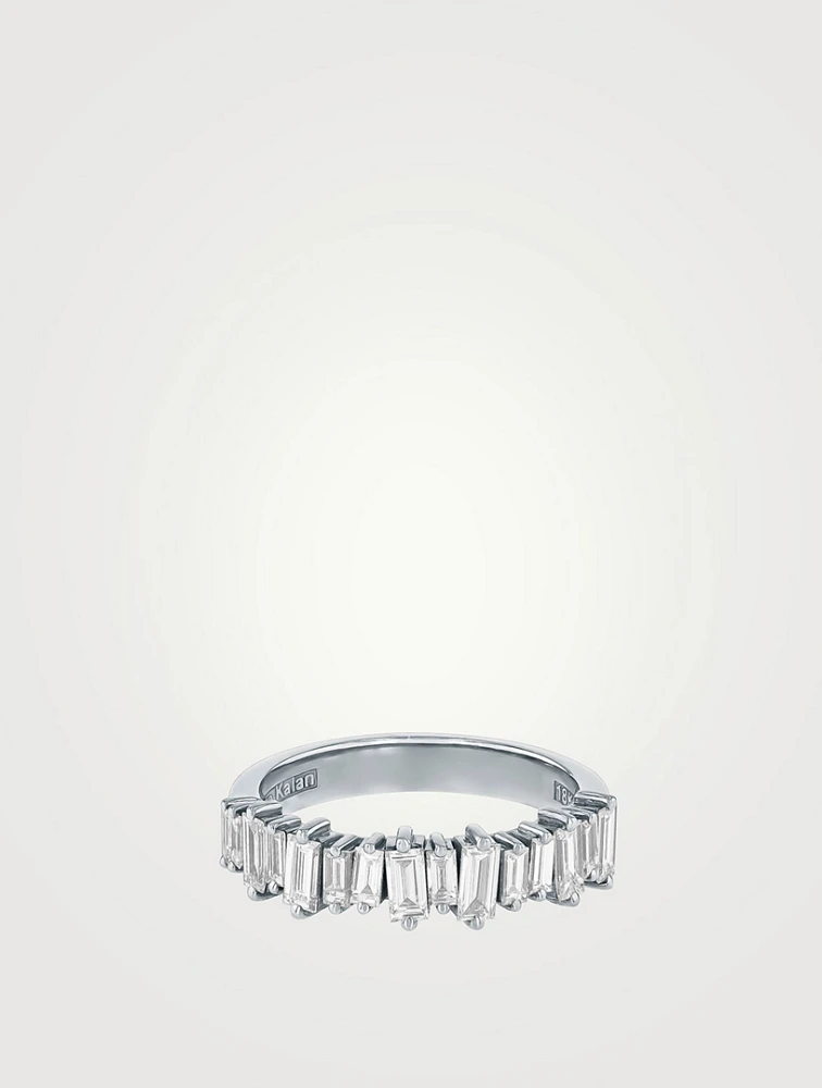 18K White Gold Bold Diamond Half Band