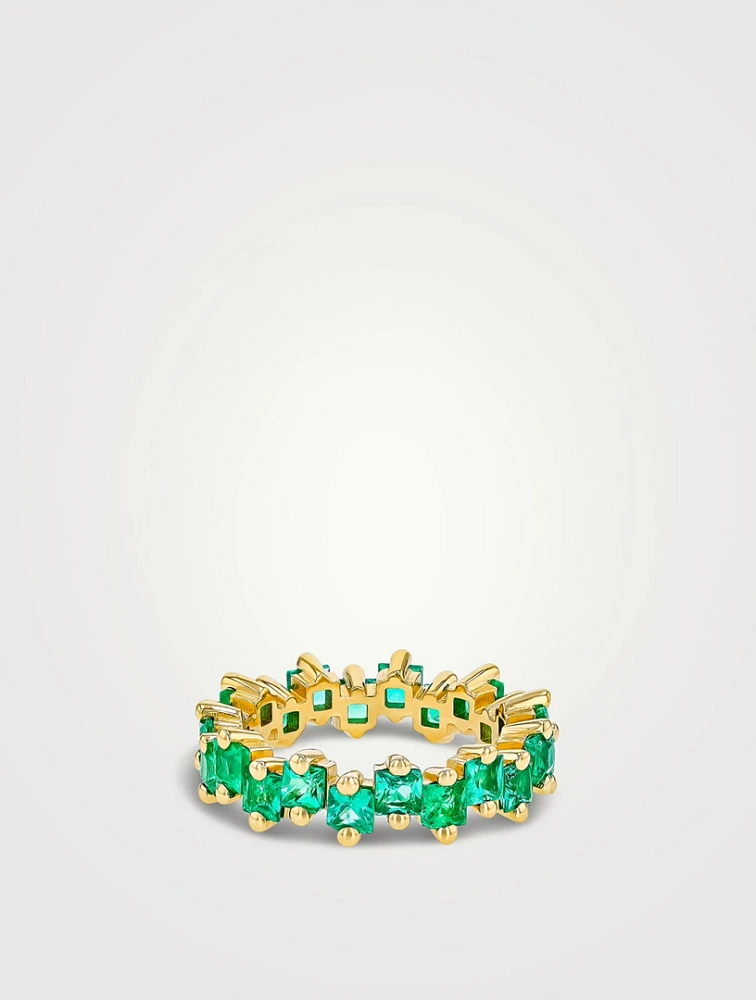 18K Gold Princess Milli Emerald Eternity Band