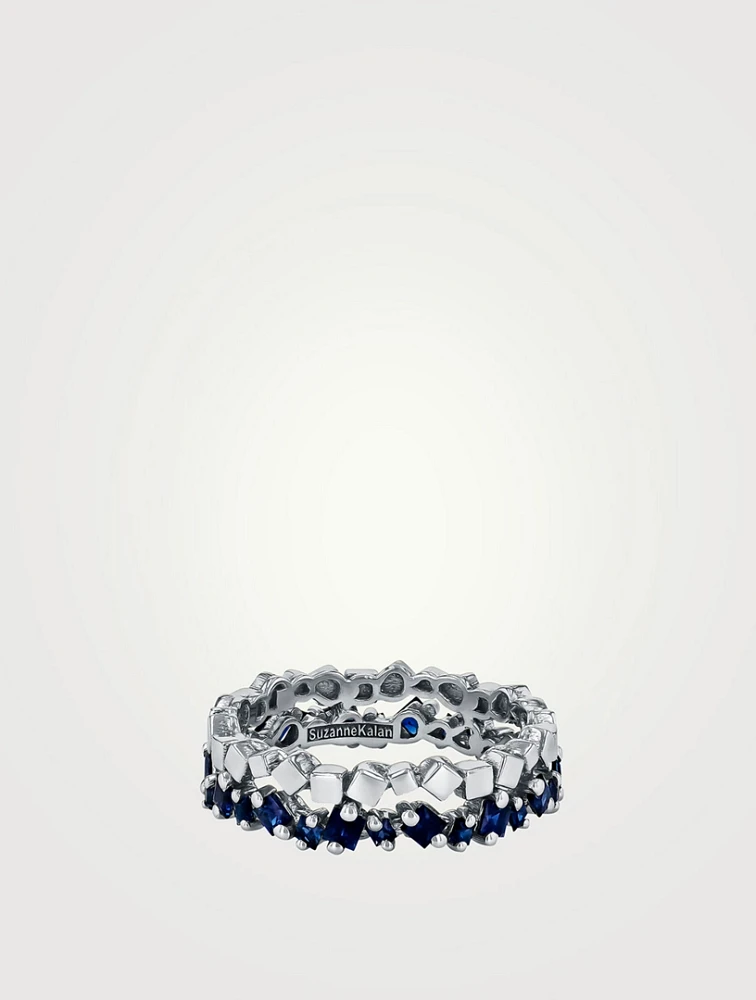 Golden Age 18K White Gold Mini Dark Blue Sapphire Eternity Band