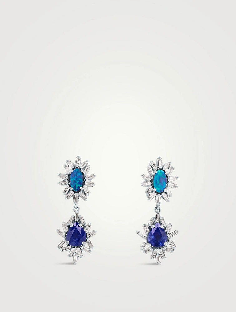 One Of A Kind 18K White Gold Sapphire Doublet Drop Earrings