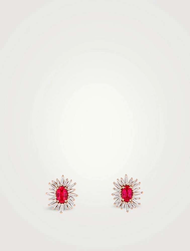 One Of A Kind 18K Rose Gold Ruby Stud Earrings