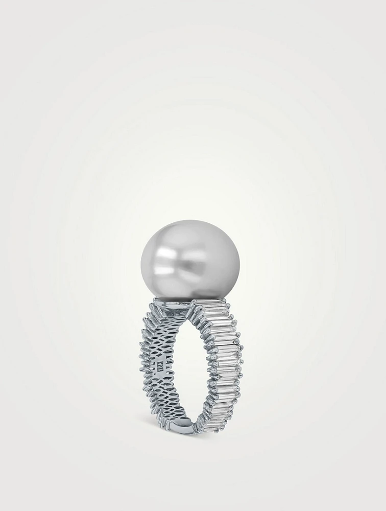 One Of A Kind 18K White Gold White Pearl Ring