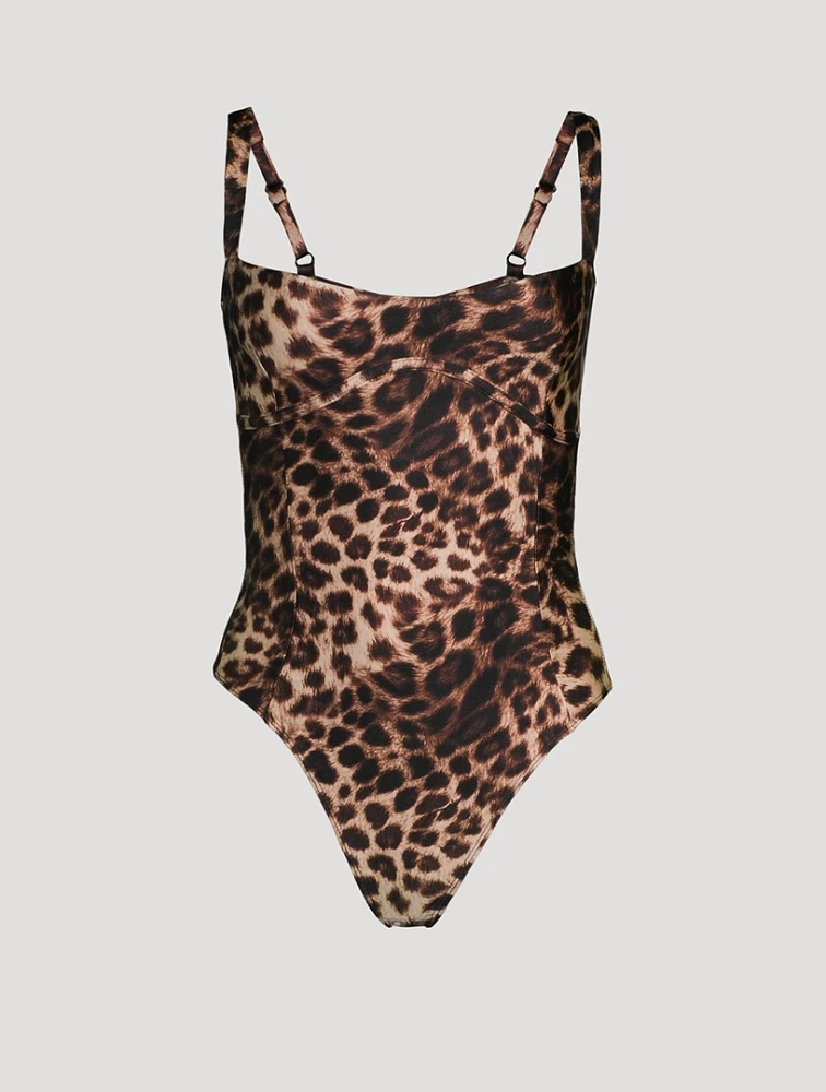 Sweetheart Satin Bodysuit Leopard Print