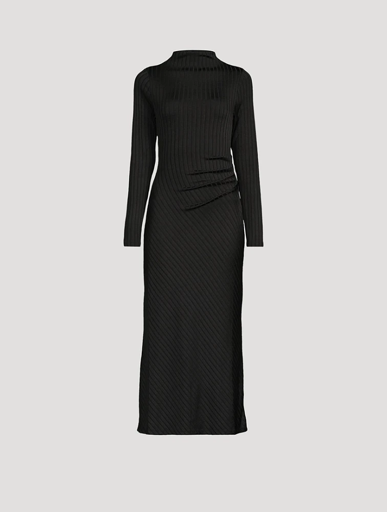 Rib-Knit Midi Dress