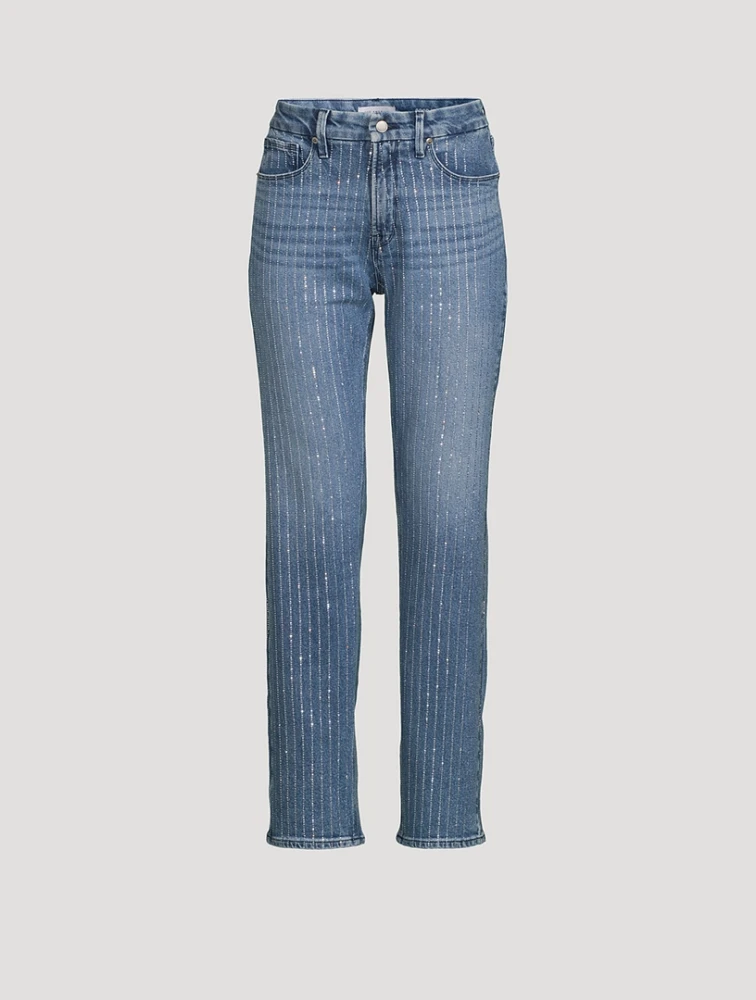 Good Icon Embellished Straight-Leg Jeans
