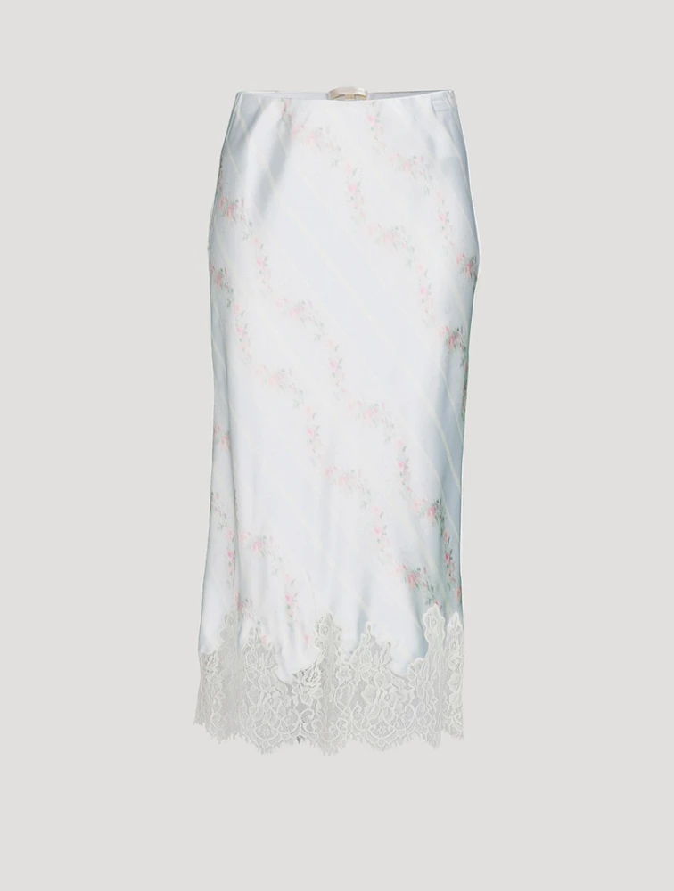 Malina Satin Slip Skirt Floral Print