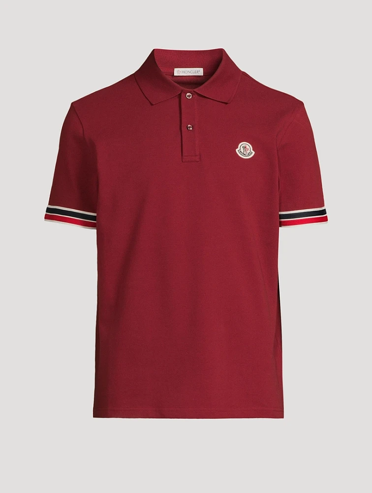 Striped-Trim Piquet Polo Shirt