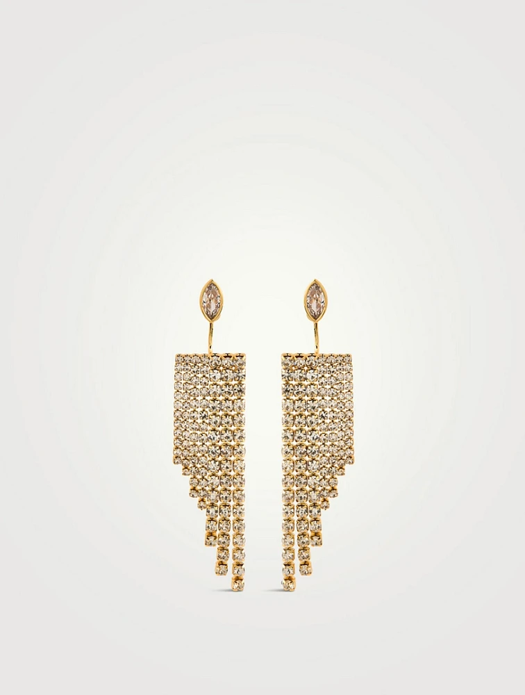 Marquise Stud Earrings With Pavé Tassel Ear Jackets