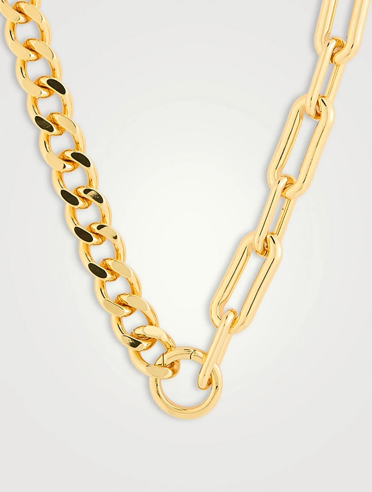 Half And Gold Plated Charm Necklace