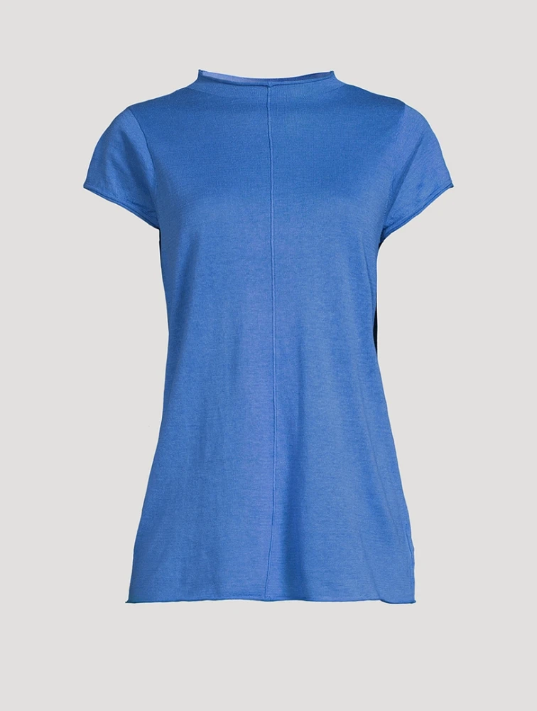 Ocean Blue Cotton Blend Knit Top