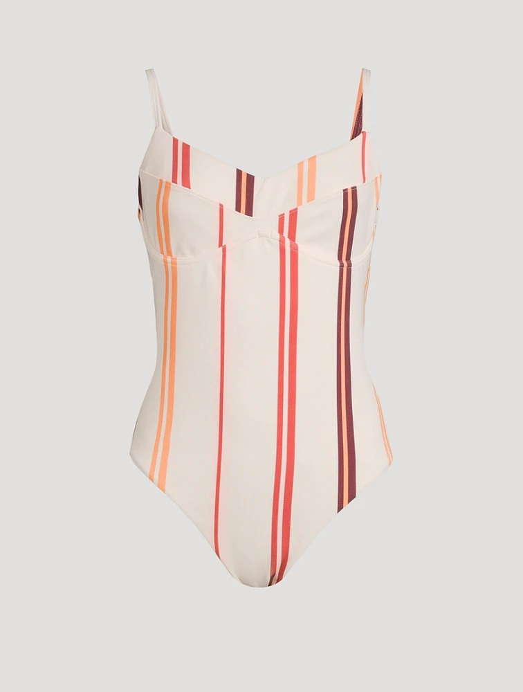 Lounger One-Piece Swimsuit Stripe Print