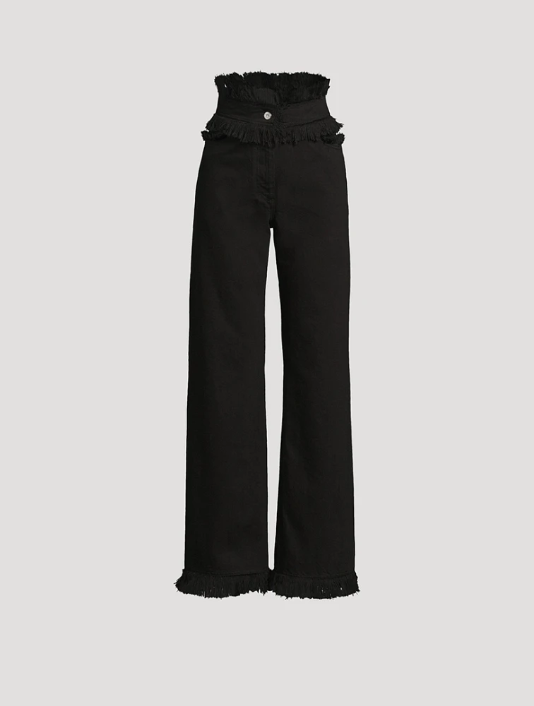 Frayed Wide-Leg Jeans