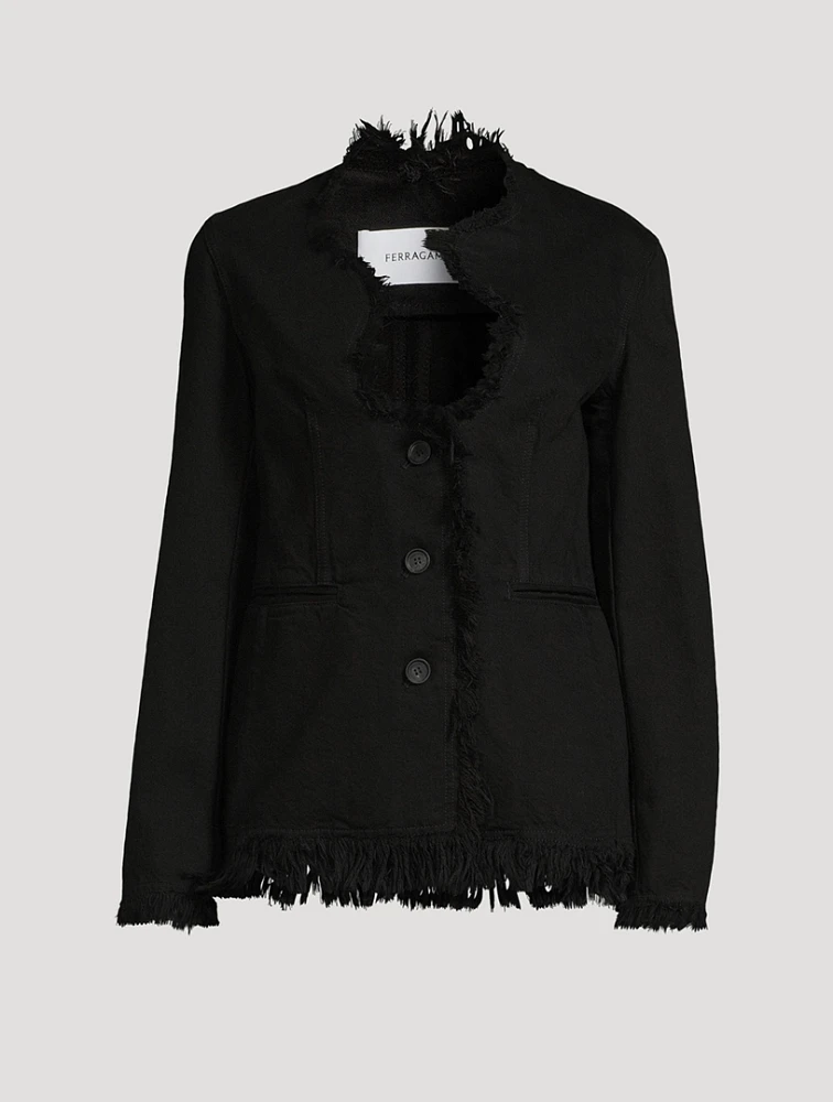 Frayed Denim Blazer