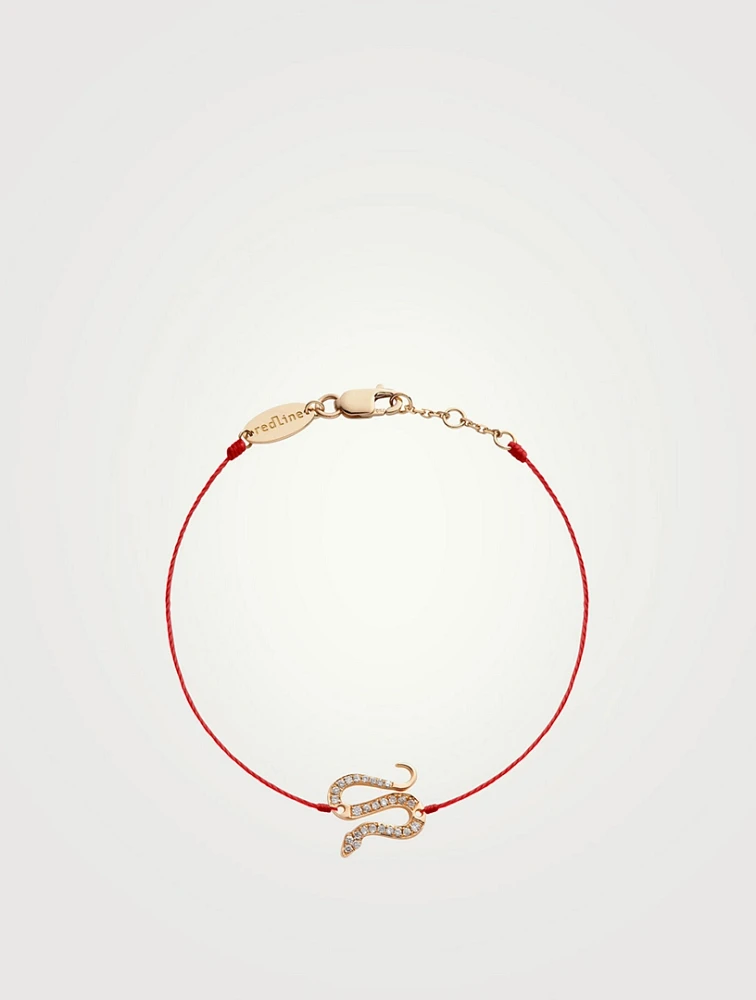 Sneaky Pavé 18K Rose Gold Snake String Bracelet With Diamonds