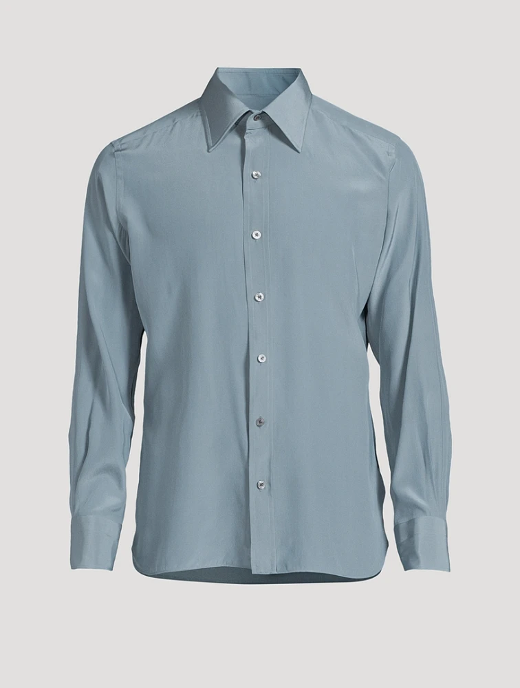 Silk Slim-Fit Long-Sleeve Shirt