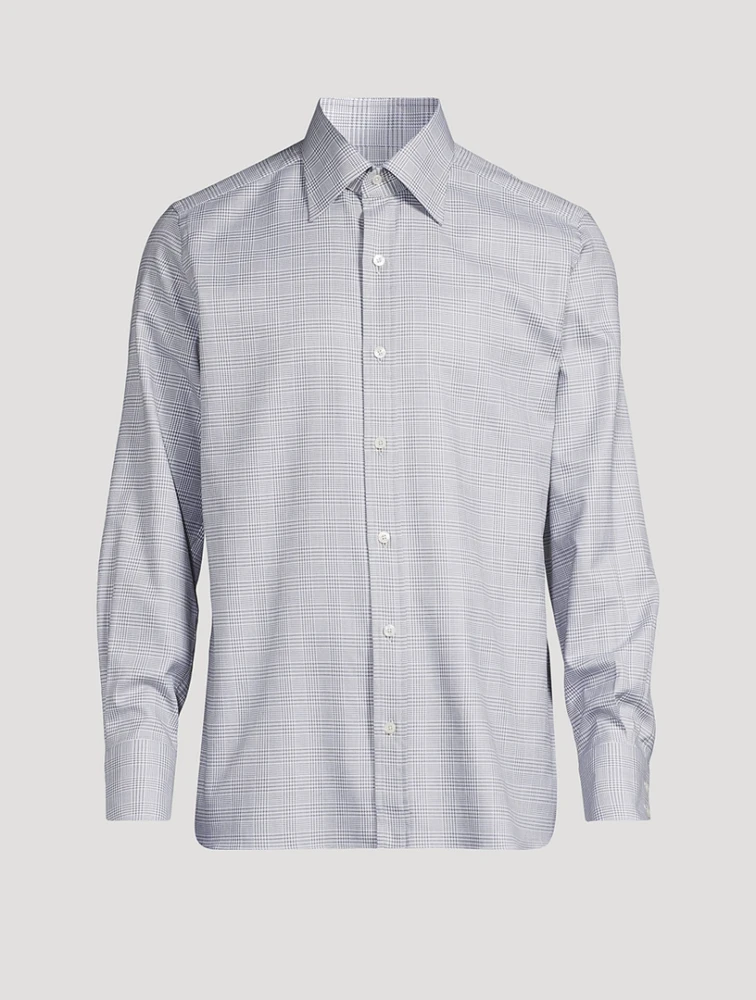 Long-Sleeve Shirt Windowpane Print