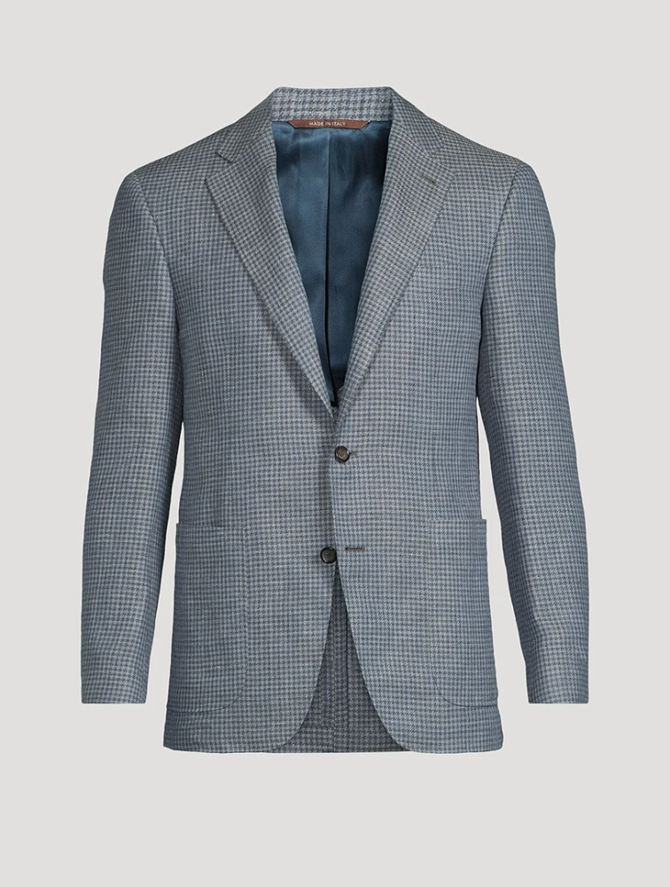 Houndstooth Check Linen And Wool Jacket