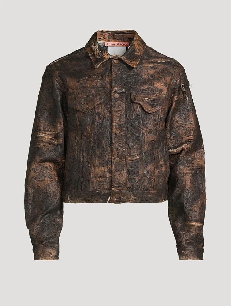 Distressed Monogram Denim Jacket