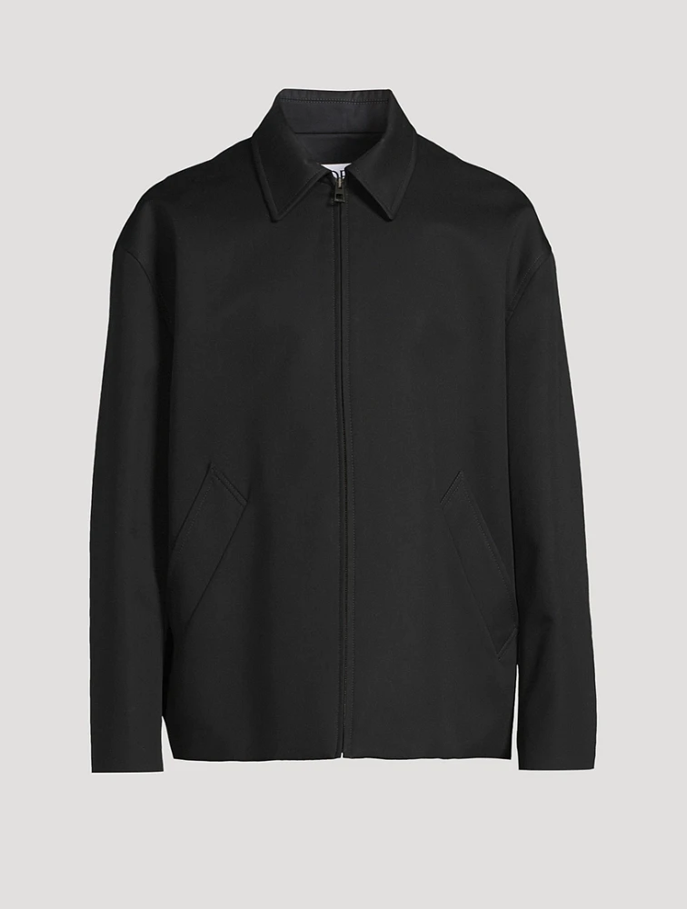 Cotton And Silk Draped Zip Jacket