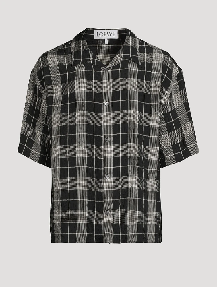 Check Crinkled Short-Sleeve Shirt