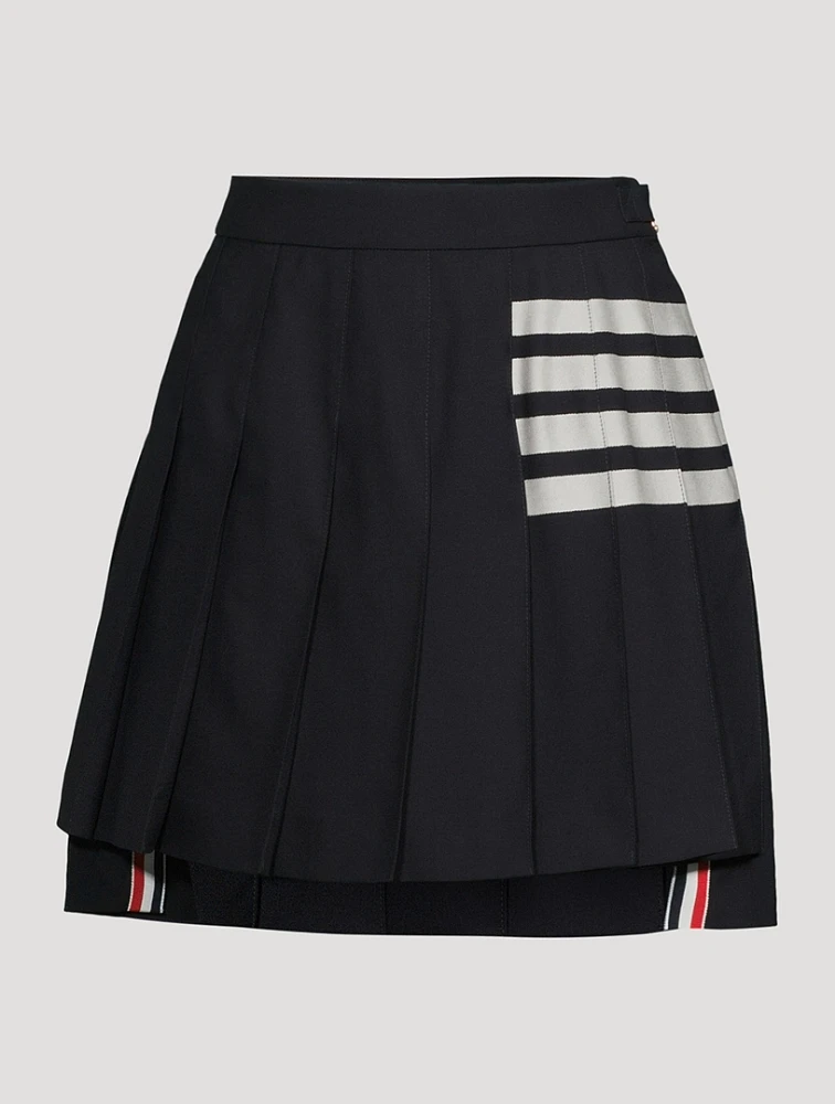 Pleated Wool Mini Skirt