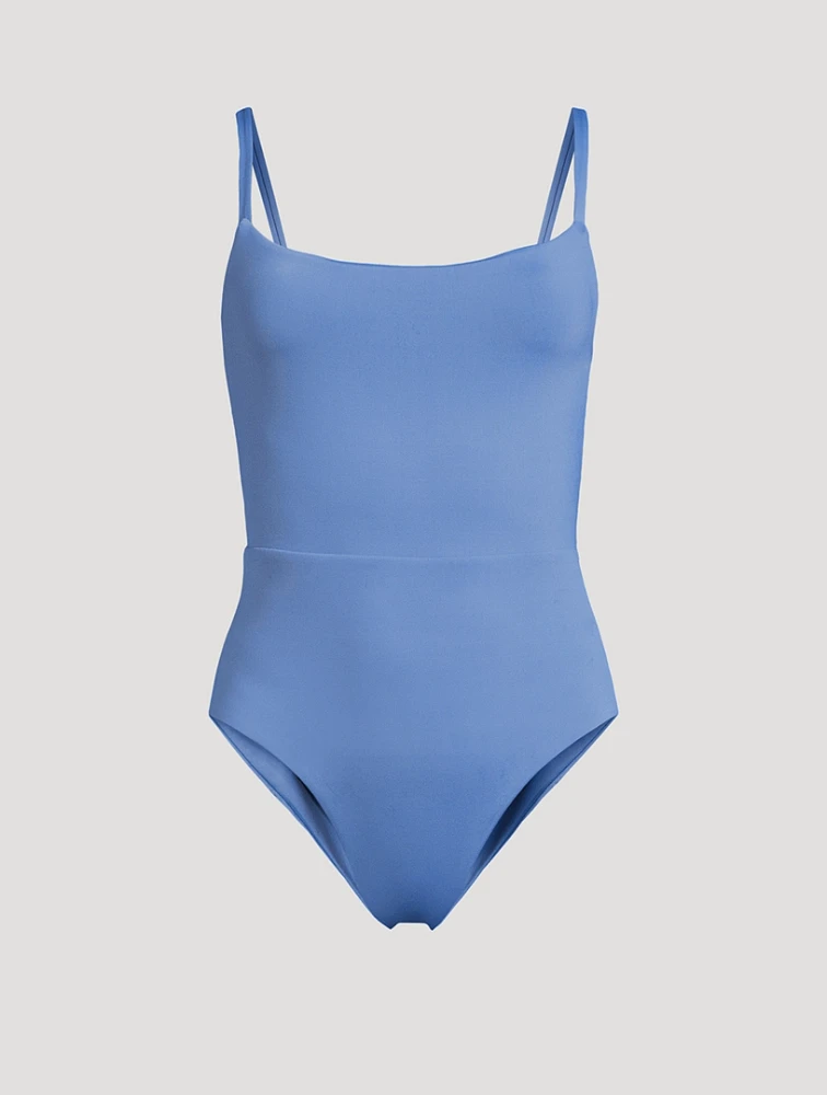 Square Neck Open Back One-Piece Swimsuit
