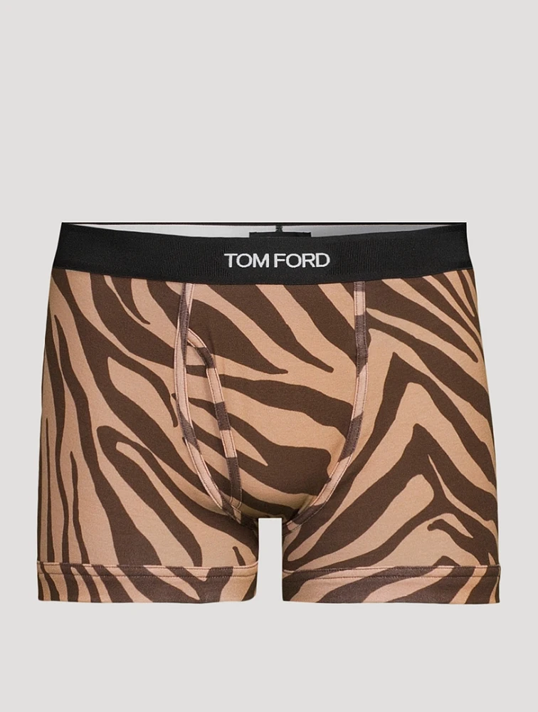 Stretch Cotton Boxer Briefs Zebra Print